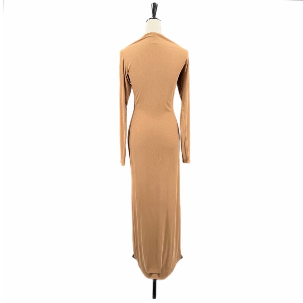 Skims Tan Ribbed Soft Lounge Bodycon Feminine Flirty Versatile Long Maxi Dress - Picture 2 of 9